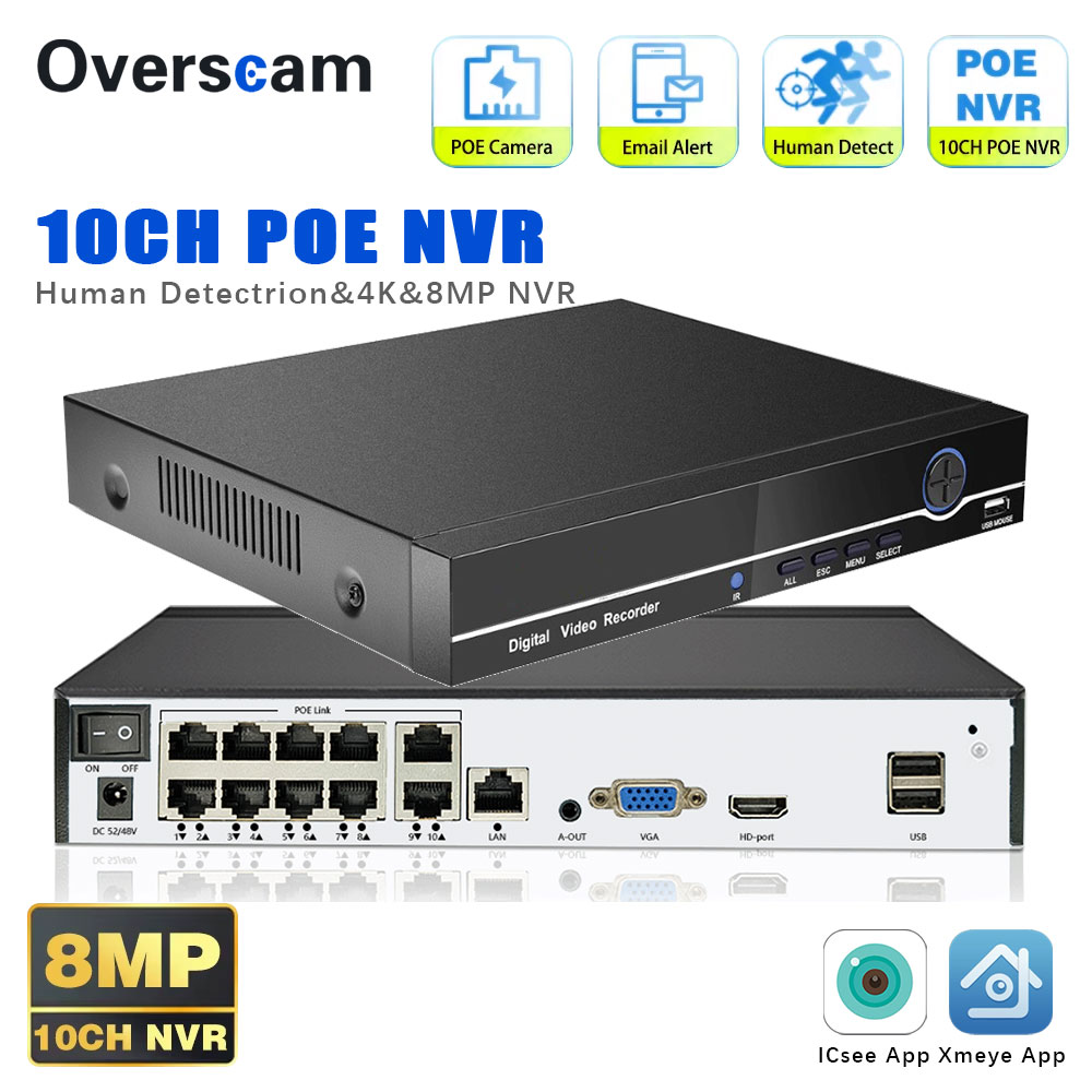 Home Security Video Recording Systems - Rejestrator wideo NVR 10-kanałowy Xmeye 4K