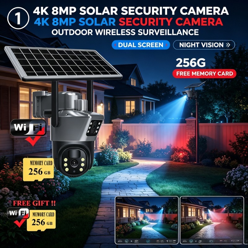 Ip Camera Outdoor 4K - Kamera IP zasilana energią słoneczną, 4K