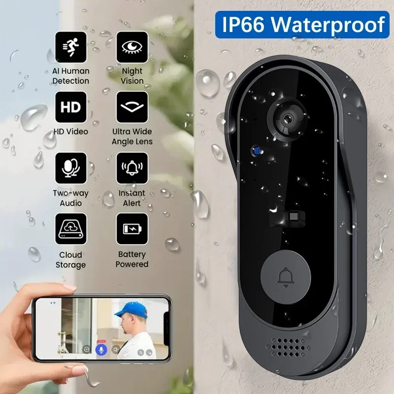 Home Security Tech - Wideo HD Bezprzewodowy Wodoodporny Dzwonek do