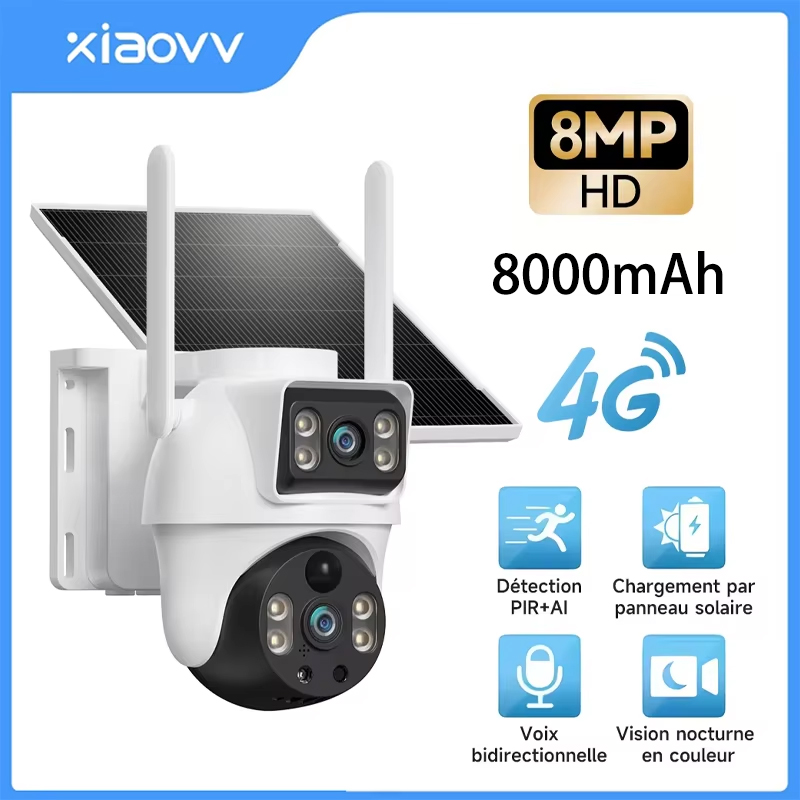 Ip Camera Outdoor 4K - XIAOVV 8MP 4G LTE Solarna Zewnętrzna