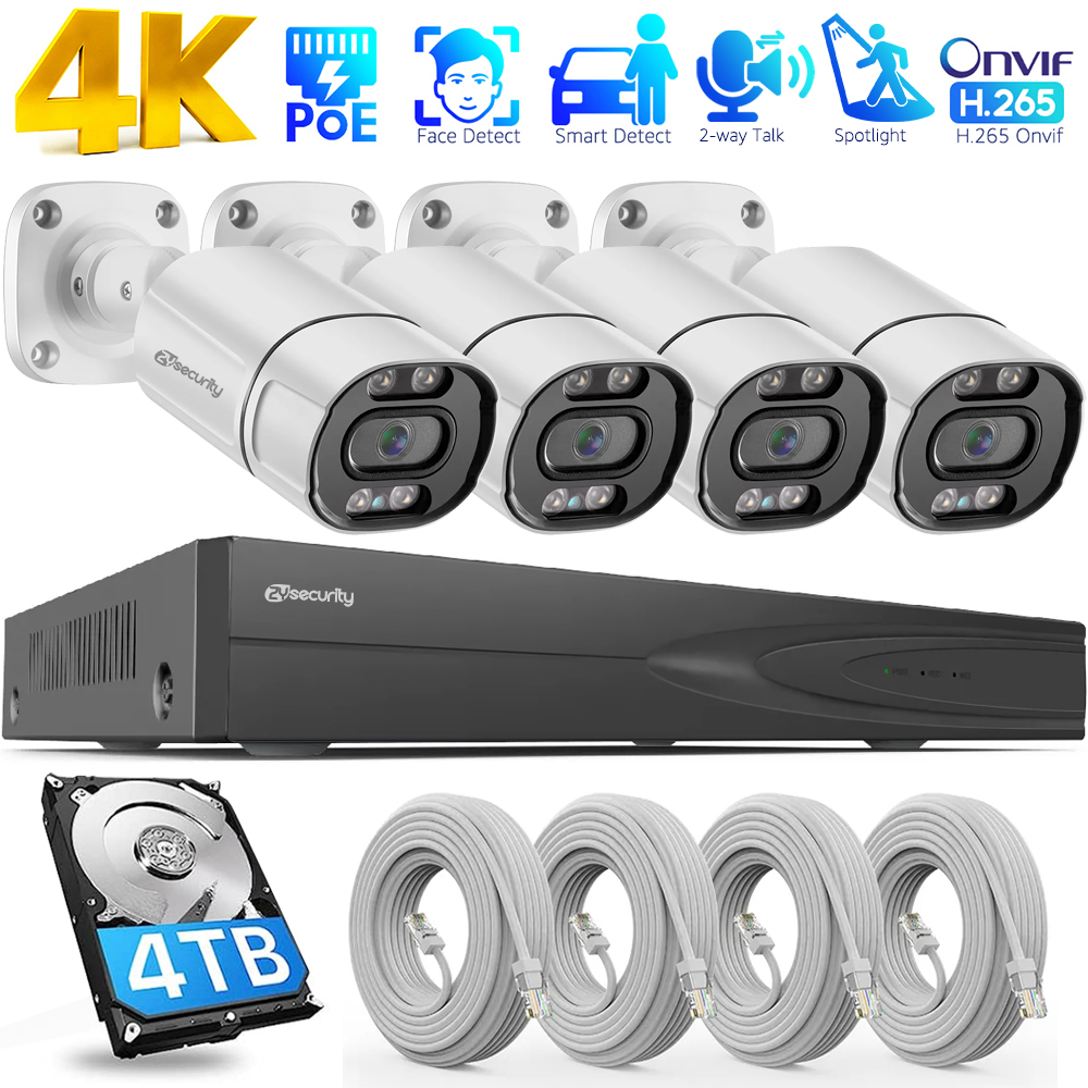 Ip Camera Outdoor 4K - System kamer bezpieczeństwa 4K PoE, 4-kanałowy