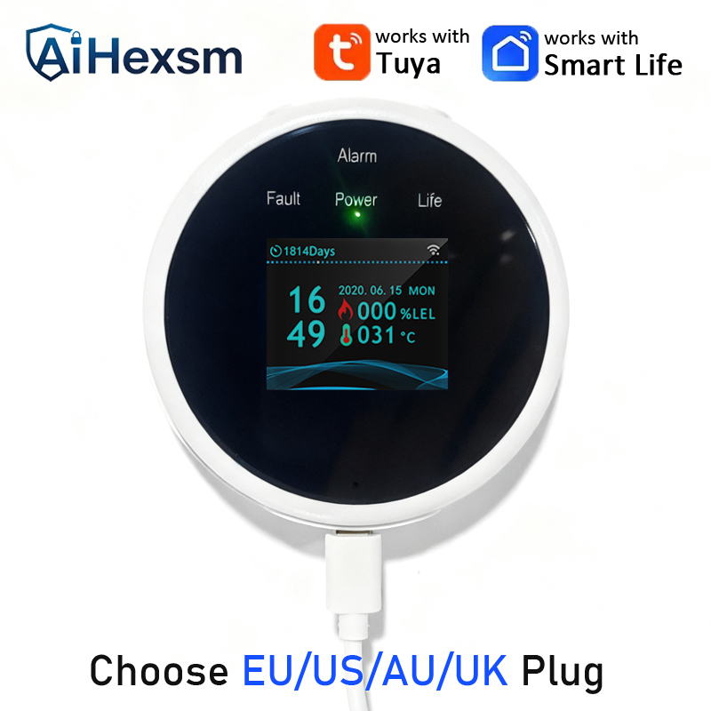 Home Security Uk - Czujnik wycieku gazu z wtyczką EU/US/AU/UK,
