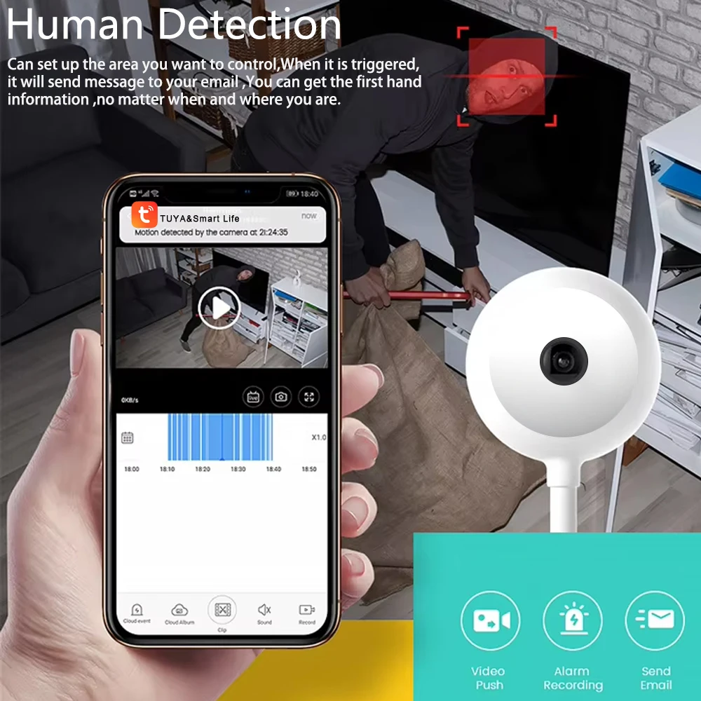 Mini Tuya Kamera WiFi w Kształ – Home Security Flood Lights recenzja i cena