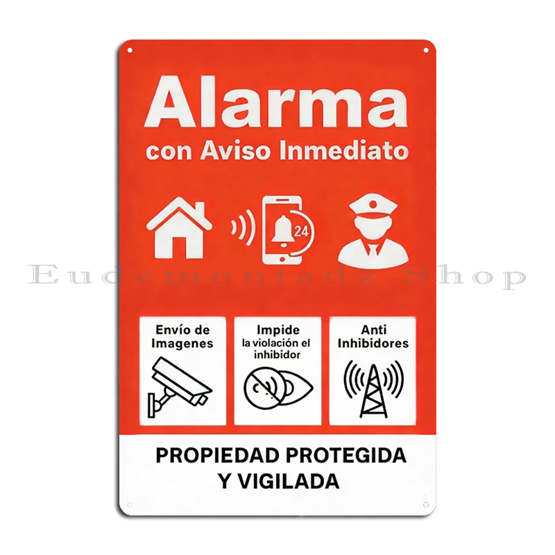 Retro Metalowy Znak Alarmowy 2 – Home Security With Alarm recenzja i cena