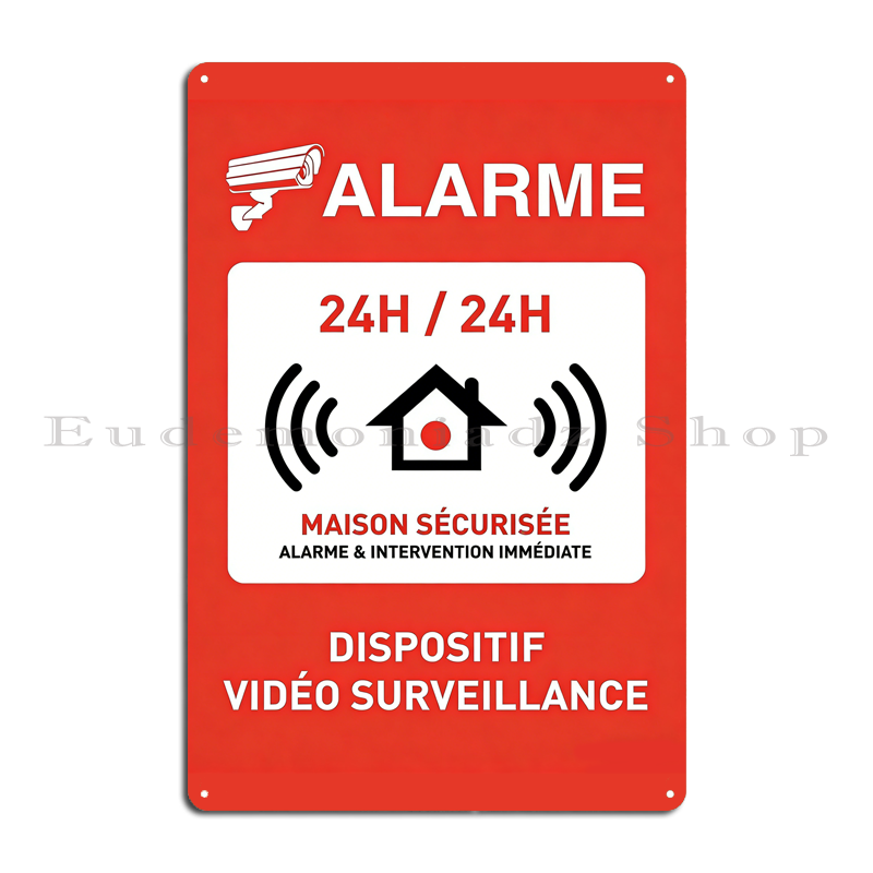 Retro Metalowy Znak Alarmowy 2 – Home Security With Alarm recenzja i cena